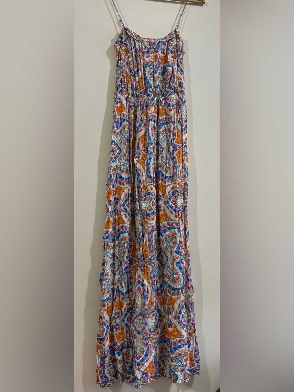 Lani Multicolor Geometric Print Maxi Dress - Orange, Blue & White
